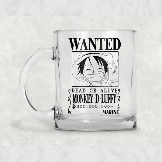 Taza Clear Wanted Luffy